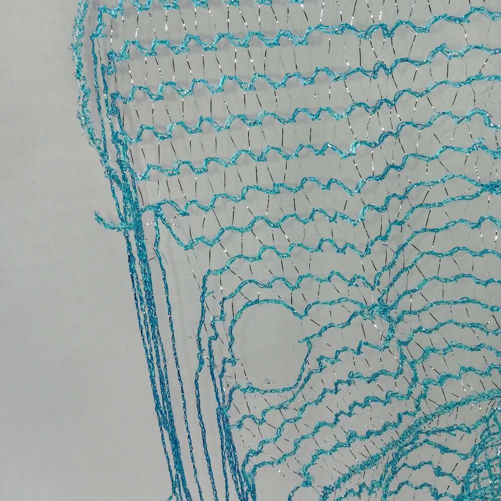 Blue Ruffled Net Fringe Scarf - Picture 5 of 8